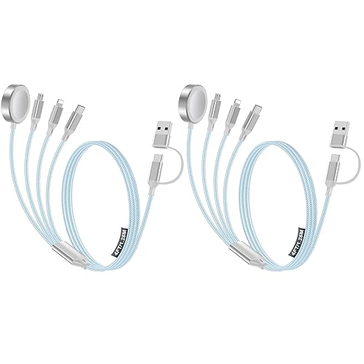2 Pack Charging Cable for Apple Watch Charger/Samsung/iPhone Charger,Car/Office/Camping/Travel Essentials,Type C Cable Cord for iWatch Ultra/10-2/iPhone 16-11/Samsung S25-S20,iPad,airPods-Blue