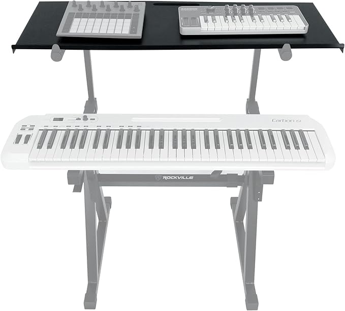 Rockville Z-SHELF Universal Shelf for Z-Stand and X-Stand, 35.4x13.78in Steel Platform, Foam-Padded Edge, Lightweight 7.3 lbs, for Musicians and DJs