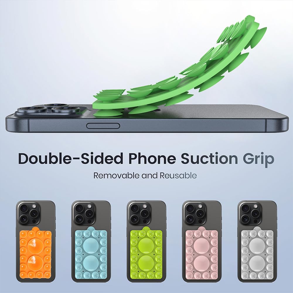 ZYCCER Double Sided Silicone Suction Phone Holder Mount,Compatible with iPhone and Android Cases Hands-Free Mirror Shower Phone Mount Strong Grip Holder (White, Single Sided 1PCS)