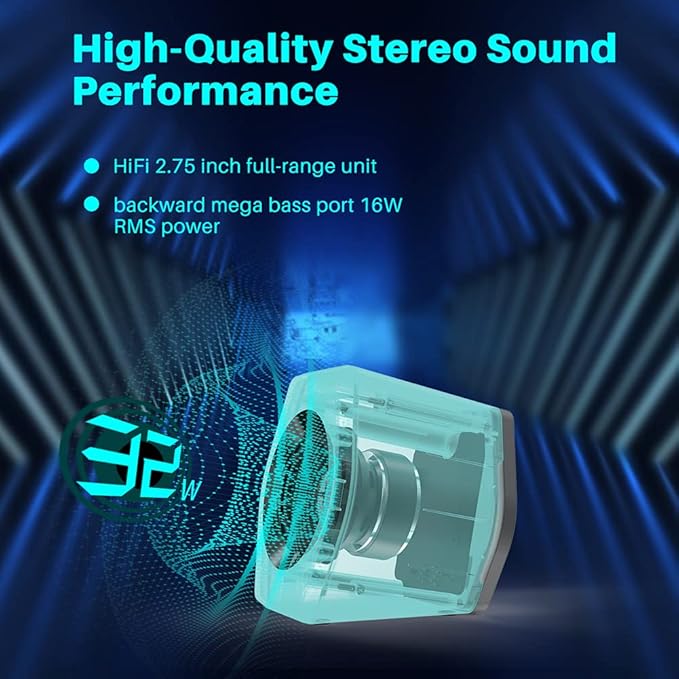 G2000 32W PC Computer Speakers for Gaming Desktop PC Laptop Mac Computer Woofer Speakers Bluetooth USB 3.5mm AUX Inputs RGB Lights Multimedia Speakers White