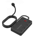 10 Ft Extension Cord Power Strip, SMNICE 8 Widely Spaced Outlets and 6 USB (1 USB C) Charging Ports Flat Plug Power Strip, Desktop Power Cord for Travel Home Office Accessories Black