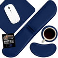 GORILLA GRIP Silky Memory Foam Keyboard Wrist Rest and Mouse Pad for Computer, Ergonomic Typing Support, Desk Office Supplies Gaming Accessories, Hand & Arm Mousepad Cushions and Coaster Set Navy Blue