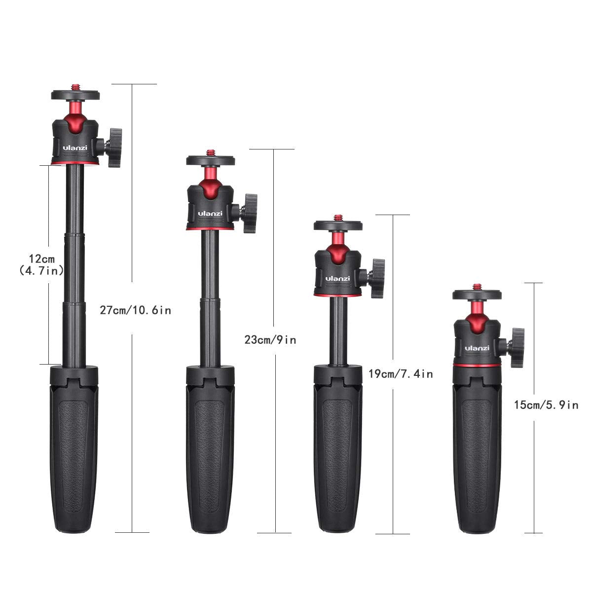 ULANZI MT-08 Extension Pole Tripod, Mini Selfie Stick Stand Handle Grip for Cell Phone iPhone Pro Max Android Luna Pocket Xtra Muse Canon Sony ZV-1 A6400 A6600 Cameras Video Recording/Vlogging