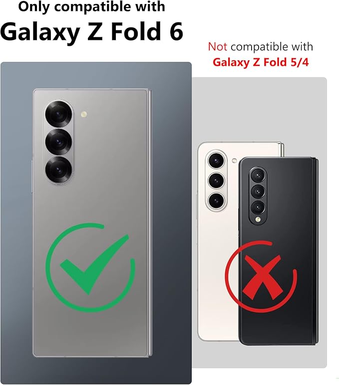 Vihibii for Samsung Galaxy Z Fold 6 Case with Card Holder & Slide Camera Cover & Screen Protector & Hinge Protection, Heavy Duty Rugged Wallet Phone Case for Samsung Galaxy Z Fold 6 2024, Black