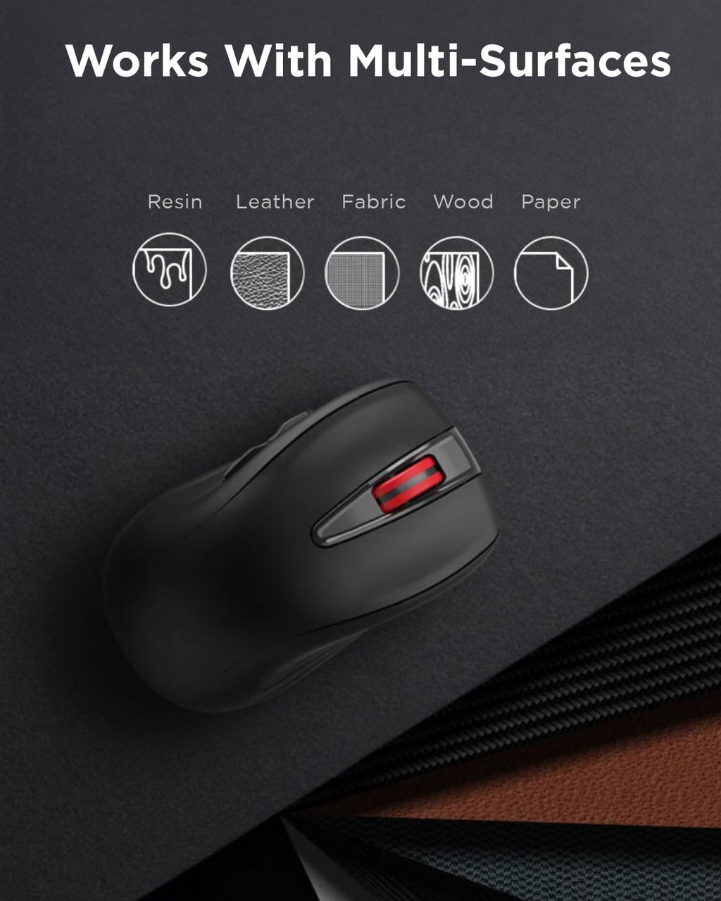 Lenovo USB-C Silent Mouse (WL500) - Silent Buttons, Ambidextrous Grip, Adjustable DPI, Plug-and-Play 2.4G Receiver Computer Mouse, Black