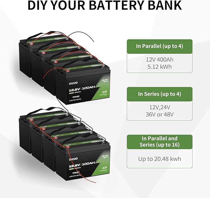 OKMO 12V 100Ah TM LiFePO4 Battery, Lithium Battery 150A BMS with Bluetooth, 10 Years Lifetime 15000+ Deep Cycles,for Marine, RV, Trolling Motor, Boat, Camper, Low Temperature Protection