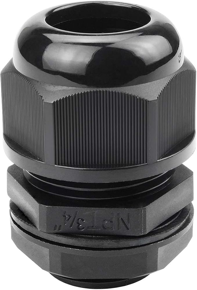 XHF 5 Pcs 3/4" IP68 Strain Relief Nylon Cord Grip NPT Cable Glands Adjustable UL Listed and RoHS Compliant (Black)