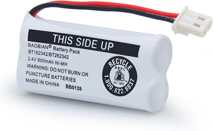 BT162342/BT262342 Cordless Phone Batteries BT183342/BT283342 BT166342/BT266342 CS6114 CS6419 CS6719 EL52300 CL80111 2.4V 600mah Ni-Mh (3 Pack)