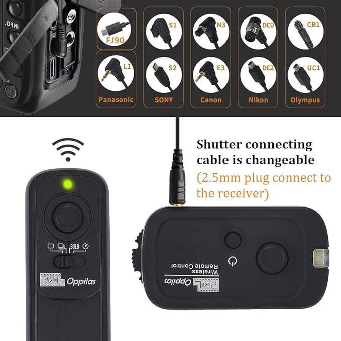 Pixel 2.4GHz Digital Wireless Remote Shutter Release E3 Compatible with Canon, Pentax, Contax, Sigma, etc. Replaces Canon RS-60E3 Replaces Fujifilm RR-100 Replaces Olympus RM-CB2