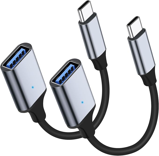 USB C to USB 3.0 Adapter [2 Pack], Type C Male to USB Female OTG Cable Thunderbolt3 to USB Adapter Compatible for iPhone 16 Pro Max/16 Plus/16/15 iPad MacBook Pro/Air Samsung Galaxy S24/S23/S22/S21