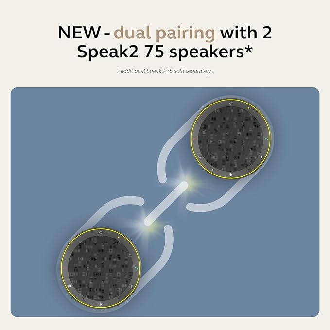 Jabra Speak2 75 (2025 Edition) Wireless Bluetooth Speakerphone - 4 Noise-Cancelling Mics, 65mm Speakers - New Linking Feature - USB-A Dongle - Certified for Microsoft Teams - Dark Grey