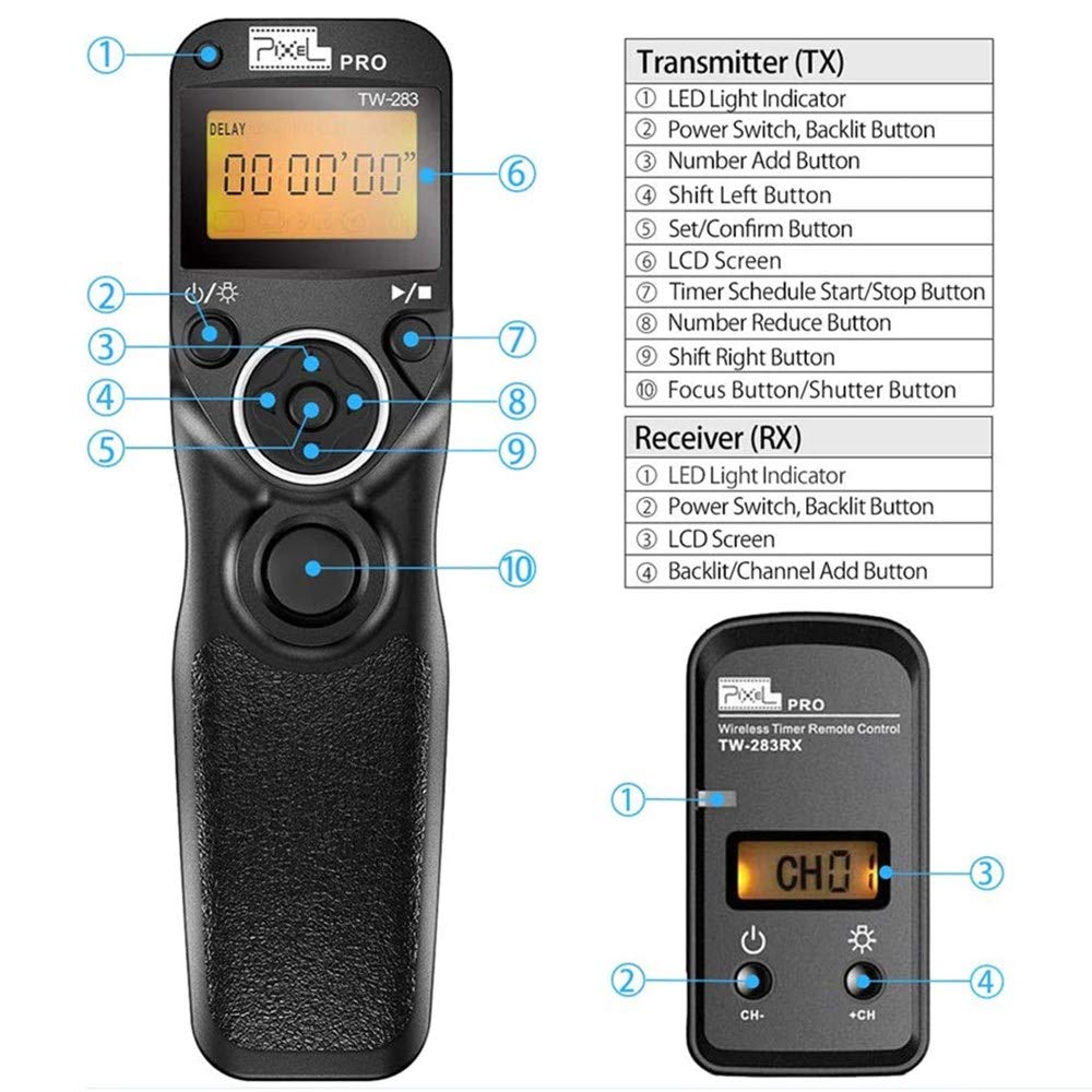 Pixel TW283-S2 Wireless Intervalometer Remote Shutter Release for Sony