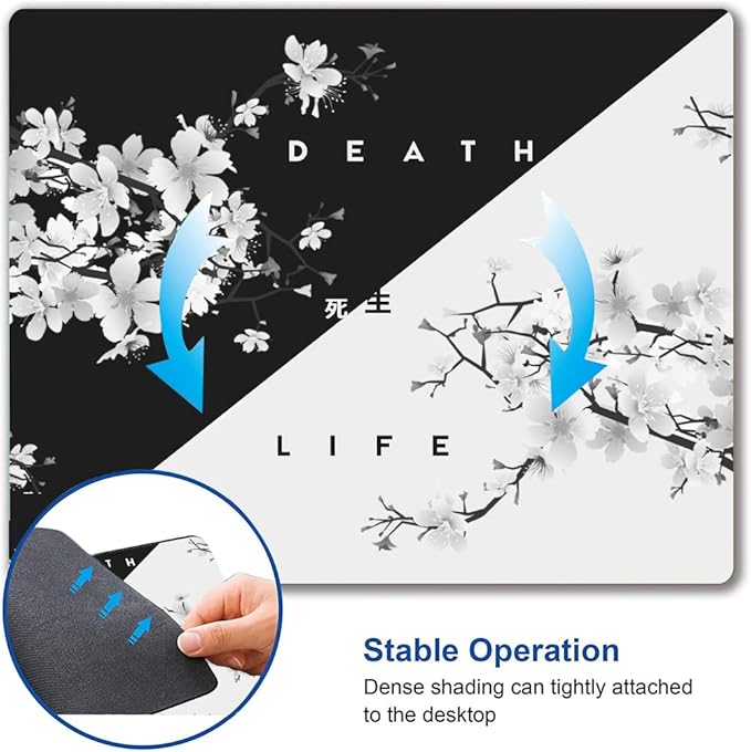 Inspirational Quote Mouse Pad - Square Waterproof Non-Slip Rubber Base for Office Laptop, 9.5"x7.9"x0.12" Inch (Death and Life)