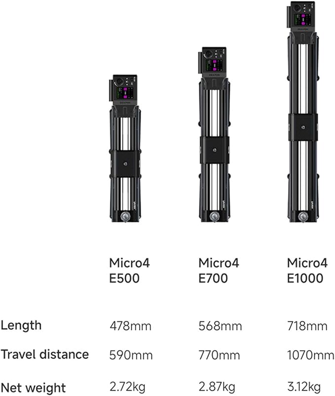Zeapon Micro4 E700 Double Distance Motorized Camera Slider, High-Speed Low Noise Motor 10-26Lbs Payload, 30''/77cm Compact Slider with Carrying case, LCD Screen, App Control, Smooth Damping Design