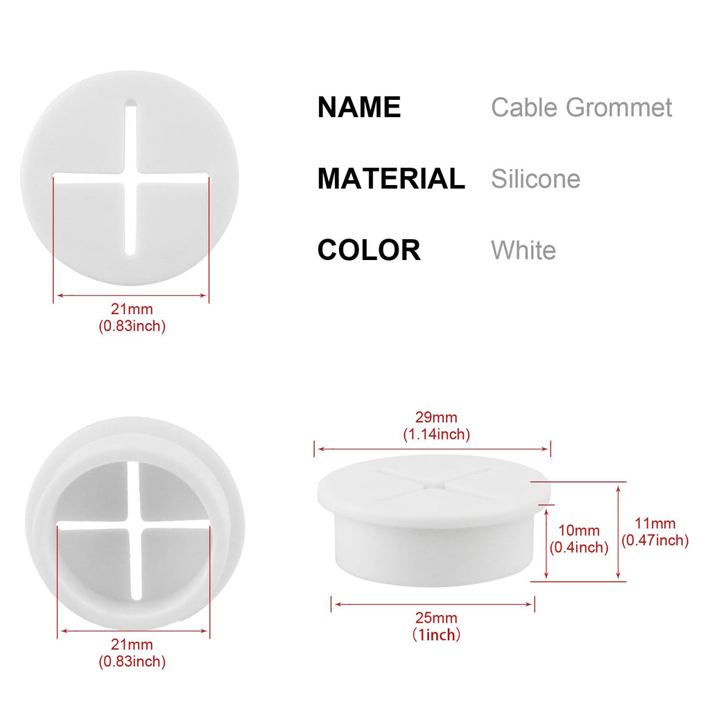 Desk Grommet,1 Inch Flexible Rubber Grommets, Silicone Cable Cord Grommet Wire Hole Cover for Desk, Table and Other Furnitures(12Pack)