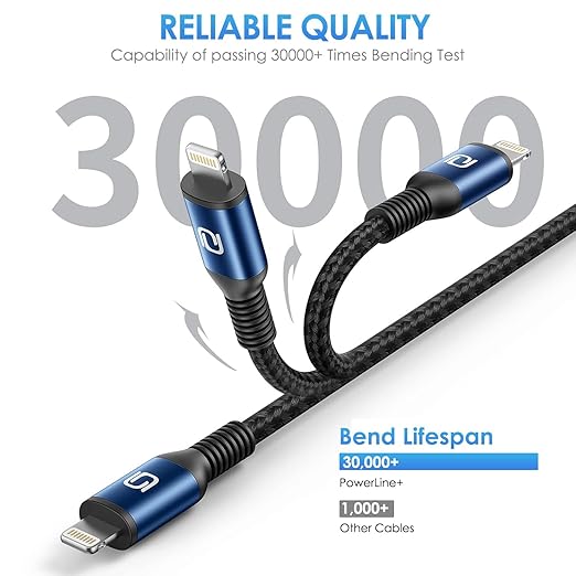 iPhone Charger 10FT Long Cable 3Pack [Apple MFi Certified] USB-A to Lightning Cable Nylon Braided Fast Charging Cord Compatible with iPhone 14/13/12/11 Pro Max/XR/XS/X/8/7/Plus/6S iPad/iPod/AirPods