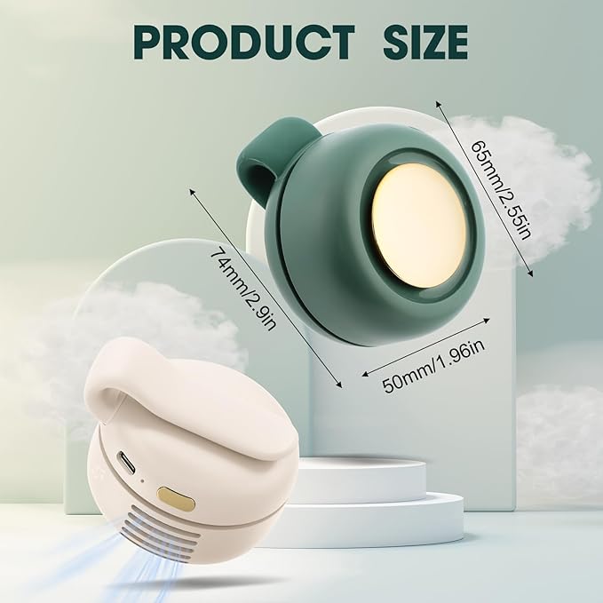 Small Clip Fan, Personal Waist Fans,Portable Silent Mini Bladeless Fan Clip On for Shirt,Hands-Free Personal Clip Fans 3 Speeds,Clips on Waist Neck Fanes for Outdoor,Camping,Travel,Office (Green)