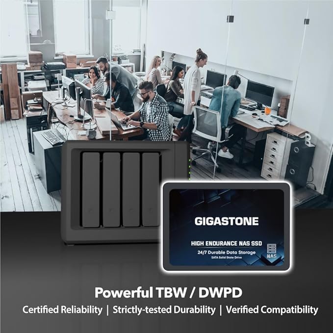 Gigastone 2TB NAS SSD Drive (8-Pack) 24/7 Durable TLC High Endurance RAID Data Storage Network Attached Storage 2.5" SATA Internal Solid State Hard Drives