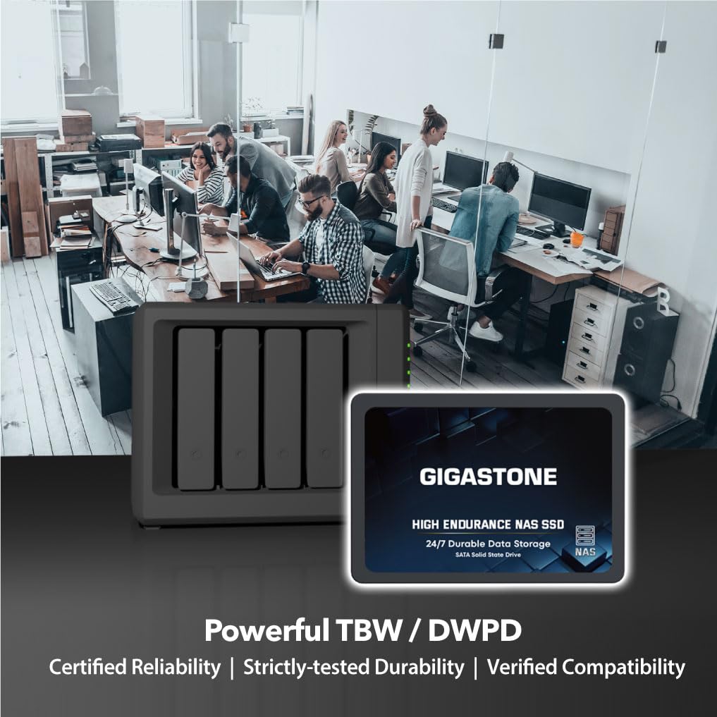 Gigastone 【NAS Certified】 1TB High Endurance SSD (8-Pack) Up to 550MB/s TLC Flash with SLC Caching 24/7 Reliable for Gaming/PC/NAS SSD 5-Year Warranty 2.5" SATA Internal Solid State Drives RAID Disk