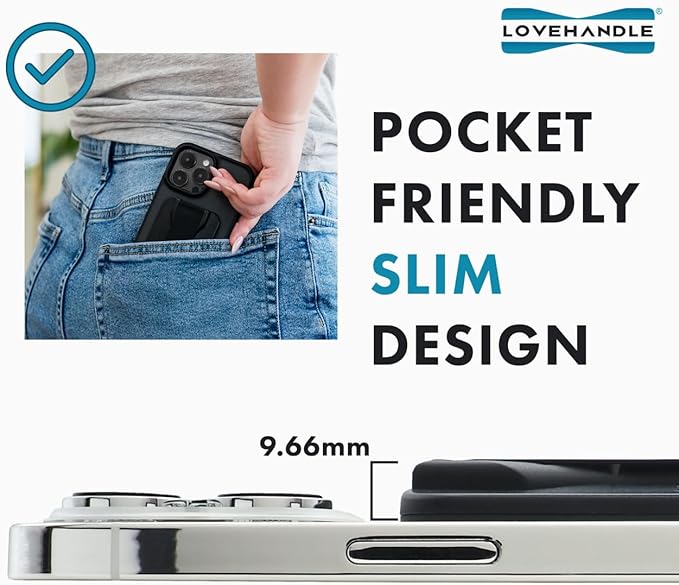 LoveHandle PRO MagSafe Compatible Magnetic Phone Grip - Phone Strap - Mount, Handle and Kickstand for Smartphone and Tablet - Magic Marble - Eligible for All MagSafe Devices