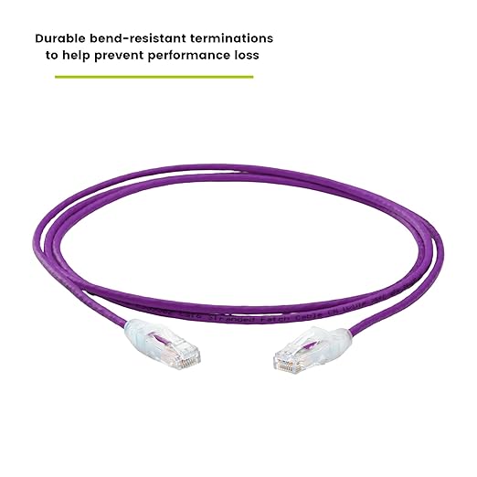 TRUECABLE Cat6 Component Rated Patch Cable, Unshielded (U/UTP), 7ft, Purple, 28AWG Solid Copper, Snagless 10G High-Speed Ethernet Cable, PoE++ 4PPoE 100W, UL Listed, RoHS-3, 1 Pack