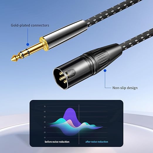 Kumiho XLR Male to 1/4 Inch 6.35mm TRS Stereo Cable Hi-Fi Balanced Bi-Shielded Interconnect Patch Cables for Microphones, Amplifiers, Mixers, Speakers 15FT
