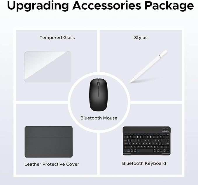 DOOGEE U10(2025) 10 inch Tablet with Keyboard, Android 15 Tablet 16GB+128GB/2TB Expand, 2.0GHz Quad Core Gaming Tablets,5060mAh,1280x800 IPS HD Touchscreen,WiFi 6,Dual Camera,BT5.0,Widevine L1,Blue