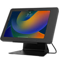 CTA Digital Desktop Anti-Theft Stand – Kiosk Stand with Stylus, Tether, and Aluminum Enclosure for iPad 11th Gen A16 11” - 10th Gen 10.9” - Air 4th & 5th Gen - 11” Pro & More - Black (PAD-DASB109)