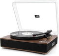 LP&No.1 Record Player with Stereo Speakers, 3-Speed Belt-Drive Turntable for Vinyl Records with Wireless Playback and Auto-Stop,Walnut Wood