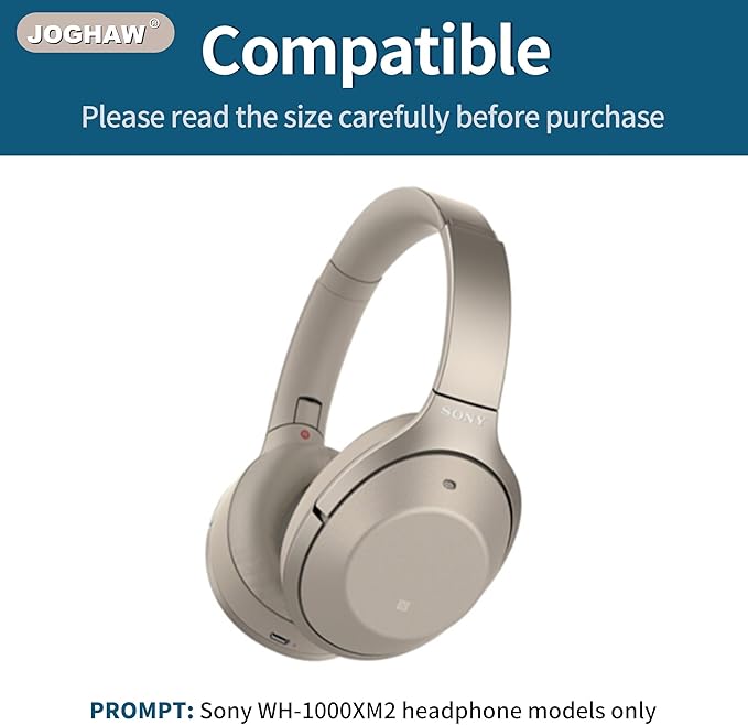 Replacement Ear Pads for Headphones - Compatible for Sony MDR-1000x/WH-1000xm2 | Premium Protein Leather Cushions with Soft Memory Foam for Comfort - Gold