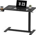 FLEXISPOT Adjustable C Table with Wheels, Mobile Snack Side End Table Sofa Couch Bedside Table Laptop Rolling Cart TV Tray Night Stand Small Space Side Table,(31.5" W x 17.7" D,Black)