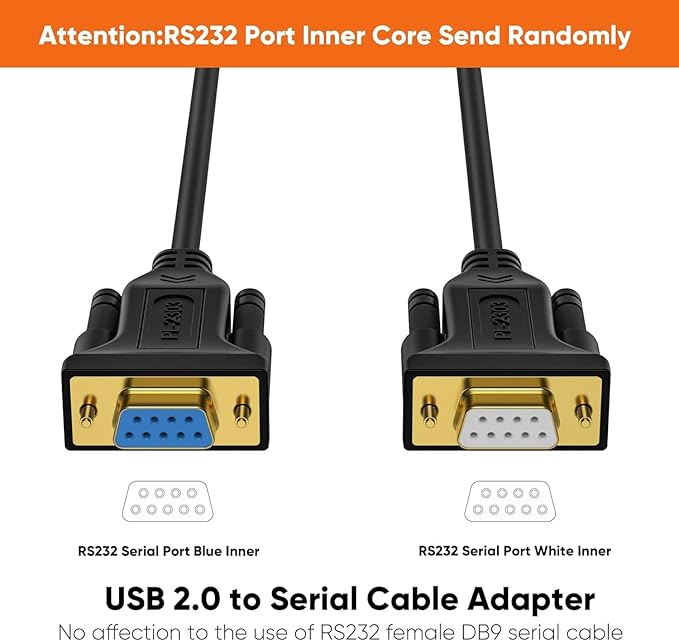 CableCreation [2-Pack] USB to RS232 Adapter with PL2303 Chip 6.6 FT, USB 2.0 to RS232 Female DB9 Serial Converter Cable for Cashier Register, Modem, Scanner, Digital Cameras, CNC, 2M Black