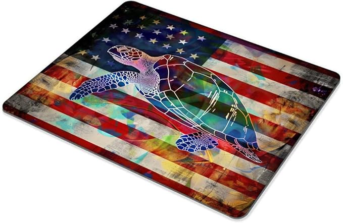 Square Mouse Pad Colorful Sea Turtle and National Flag-1,Gaming Mouse Pads for Desk,Soft Computer Waterproof Non-Slip Mouse Mat