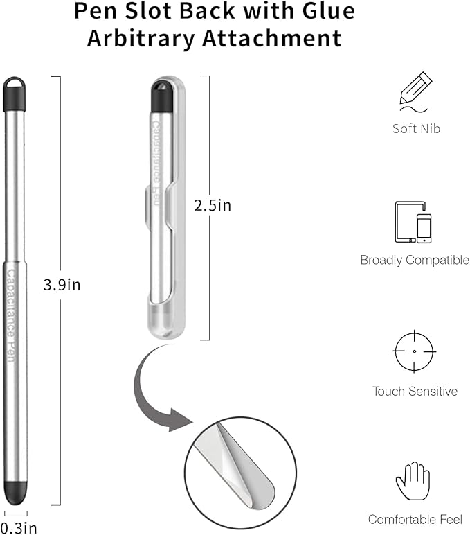 Stylus Pens with Pen Slot for Touch Screens, High Precision Capacitive Universal Stylus for iPad iPhone Tablets Samsung Galaxy All Touch Screen Devices (Black)