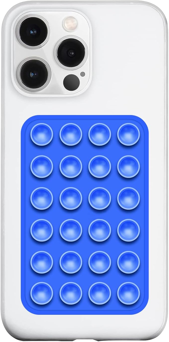 Silicone Suction Phone Case Mount, Silicon Adhesive Phone Accessory for Smartphones, Hands-Free Mirror Shower Phone Holder for Selfies, Tiktok Videos (Dark Blue)