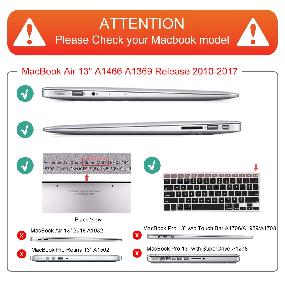 Mektron for MacBook Air 13 Case A1466/A1369 (2010-2017 Release), Snap-on Plastic Hard Shell Cover for MacBook Air 13.3 inch with Keyboard Cover,Cloud & Lightning