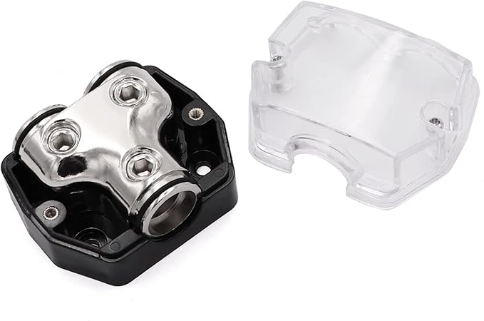 2 Way Power Distribution Block 1x 0 GA in 2X 0 GA Out Circuit Protector Distribution Connecting Blocks for Car Audio Splitter,2Pcs