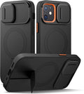 SURITCH for iPhone 12/12 Pro Case with Magnetic Camera Slide Cover and Adjustable Kickstand, Compatible with MagSafe, Shockproof Bumper Case Slim Protective Cover for iPhone 12/12 Pro 6.1 Inch, Black
