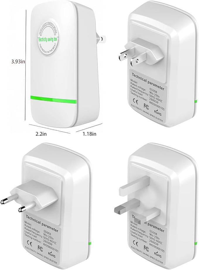 Elon-musk's Electricity Saving Box Stop Watt Stopwatt Energy Saving Device Save Energy Saving Device Energy Saving Power Strip for Home Office US Plug 90v-250v 30kw Rated Green (2PCS, Black)