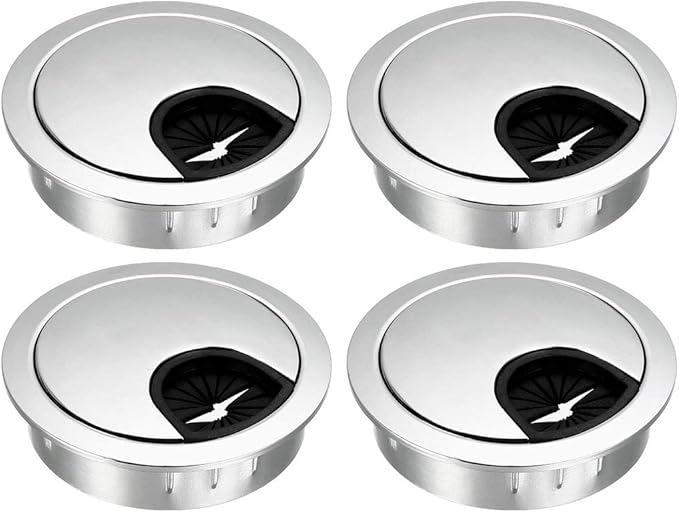 uxcell Cable Hole Cover, 2Inch/50mm Zinc Alloy Desk Wire Cord Cable Grommets Hole Cover for Office PC Desk Cable Cord Organizer, 4Pcs Bright Silver