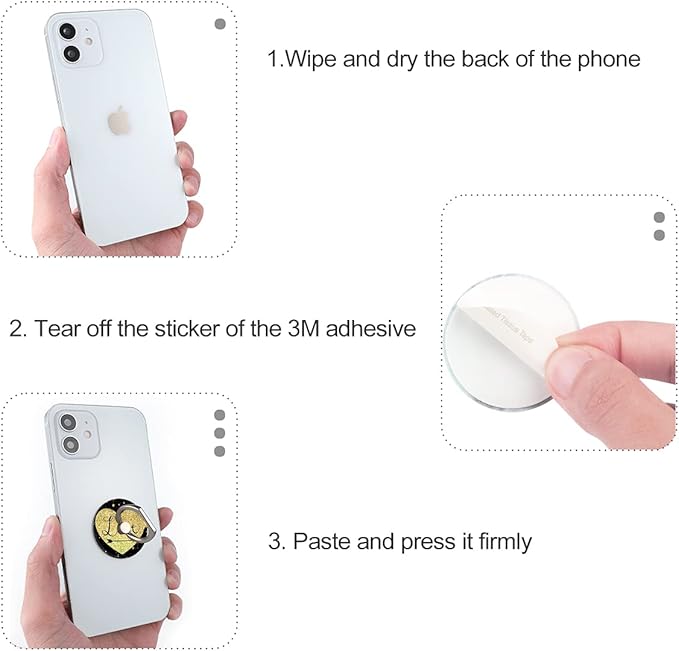 Bonoma Phone Ring Holder, 3 Pack Universal Finger Ring Stand Grip Kickstand Ring for All Smartphones (Love)