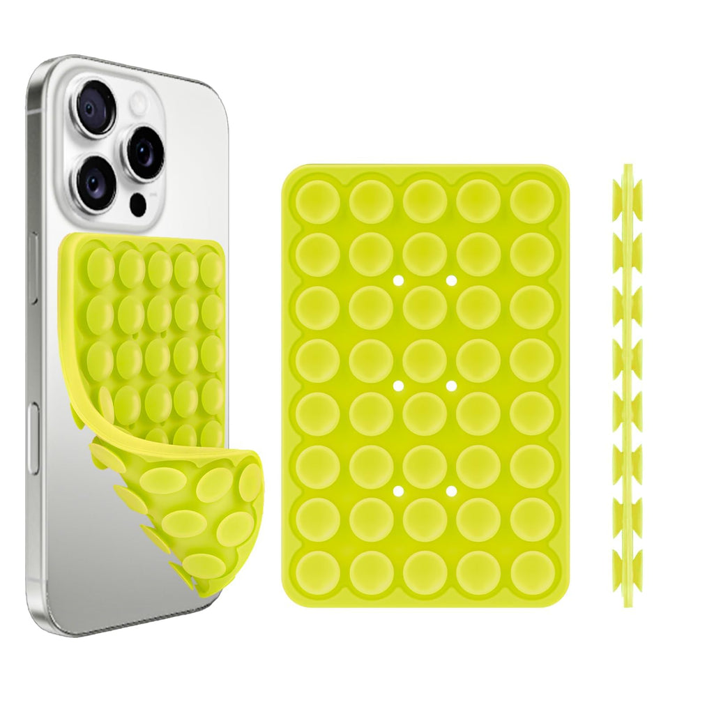 Giumel 1 Pack Green Double Sided Silicone Suction Cup Phone Case Mount, Hands-Free Strong Grip Holder for Selfies and Videos, Compatible with iPhone and Android