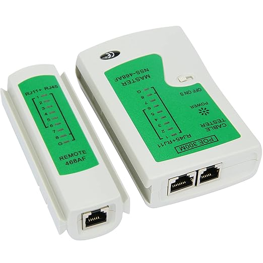 RJ45 Network Cable Tester with Mini Wire Stripper, Ethernet Cable Tester Tool for RJ11/RJ12/RJ45, Cat5e/Cat6/Cat7, POE Test, Continuity & Short Circuit Detector (Battery Not Included)