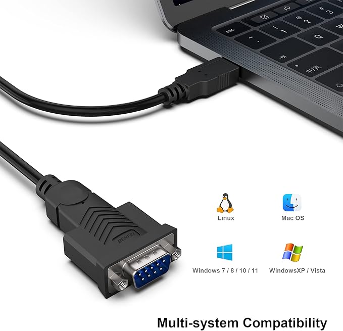 BENFEI USB to Serial Adapter,6 Feet USB to RS-232 Male (9-pin) DB9 Serial Cable, Prolific Chipset, Windows 11/10/8.1/8/7, Mac OS X 10.6 and Above（Not VGA）