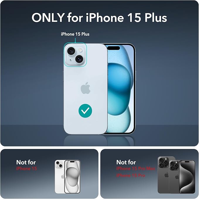 ESR 3+1 Pack for iPhone 15 Plus Screen Protector, [9H Hardness] [Military Grade Shatterproof] Full Coverage Ultra-tough Tempered Glass Film with Easy Installation Frame, 1 Set of Camera Lens Protector