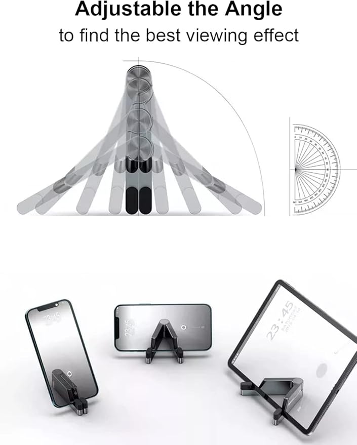 MONEER Cell Phone Stand, Phone Stand for Desk, Foldable & Portable iPhone Stand, Cell Phone Holder Desk Compatible with All Mobile Phone, iPhone, iPad mini, Tablet 4-10.5" (Black)