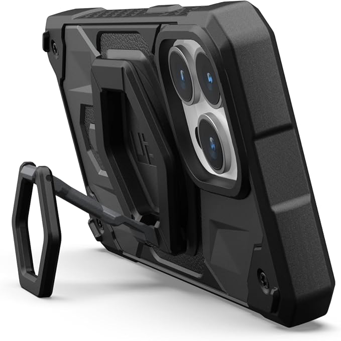 URBAN ARMOR GEAR UAG Magnetic Phone Ring Stand Compatible with MagSafe Magnet, Removable Metal Finger Ring Grip & 360 Rotation Adjustable Kickstand for iPhone 16/15, Galaxy S25, S24, Black/Silver