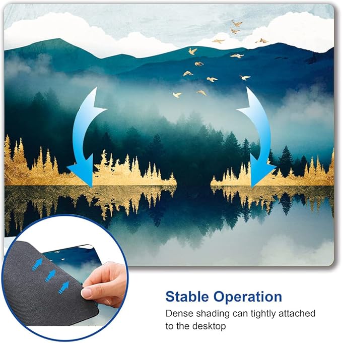 Abstract Landscape Mouse Pad - Square Waterproof Non-Slip Rubber Base for Office Laptop, 9.5"x7.9"x0.12" Inch (Mountain Landscape)