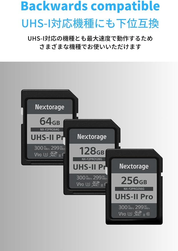 Nextorage 64GB 2pack SDXC UHS-II V90 SD Card Japanese Brand pSLC Max. Write Speed 299MB/s Max. Read Speed 300MB/s 4K Recording F2PRO Series 2P-F2PRO64G SDXC Card for Digital Camera