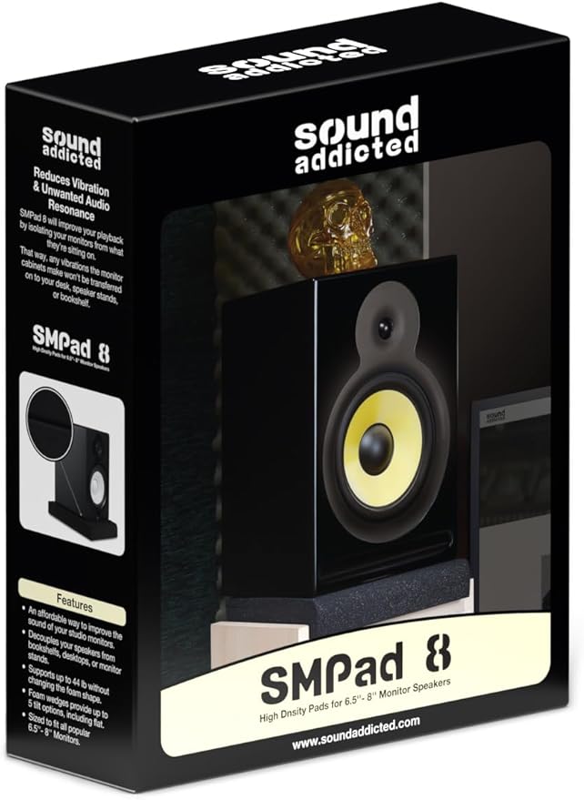 Sound Addicted - Studio Monitor Isolation Pads suitable for 6.5, 7 and 8 Inches Large Speakers | Reduce Vibrations and Fits most Stands - Pair | SMPad 8